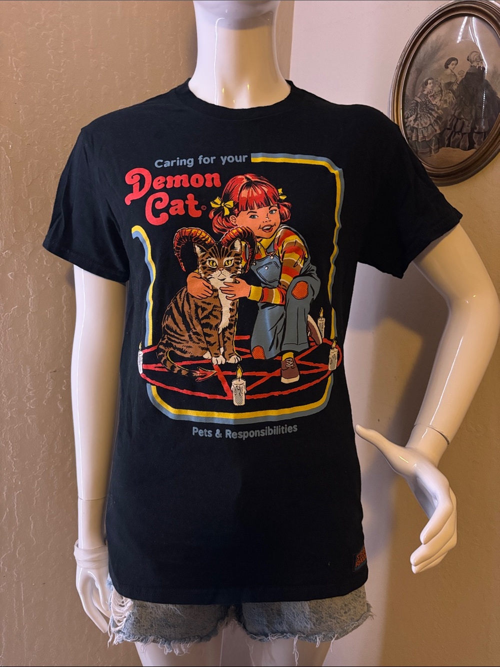 Demon Cat Graphic Tee for Cats - Black